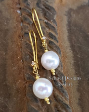 Schaef Designs Diamond Pearl and 18kt solid gold dangle earrings | Arizona 