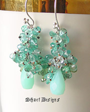 Schaef Designs Peruvian Opal, aquamarine Briolettes & sterling silver cascade earrings | Arizona 