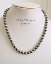  Schaef Designs 10mm Sterling Silver Bench Bead Necklace | Schaef Designs Southwestern Native American & turquoise jewelry | New Mexico