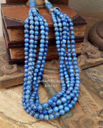 Schaef Designs Denim Lapis & Sterling Silver Short Multi Strand Southwestern Necklace | Southwestern Basics Collection | Arizona 