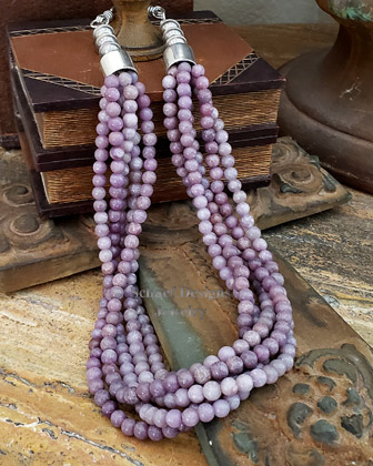 Schaef Designs Lepidiolite & Sterling Silver 5 Strand Southwestern Layering Necklace | Arizona 