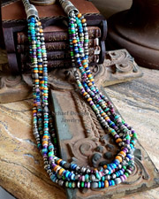 Schaef Designs 5 Strand Multi Stone & Sterling Silver Tube Bead Necklace | New Mexico
