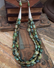 Schaef Designs African turquoise 3 strand Old Santa Fe Style Necklace | Arizona 
