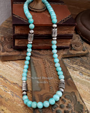 Schaef Designs LONG Amazonite & Sterling Silver Tube Bead Long Necklace | Arizona