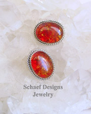 Native American Amber & Sterling Silver POST Earrings | New Mexico