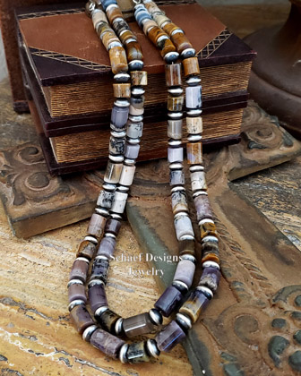 Schaef Designs Amethyst Sage Chalcedony Navajo Pearl necklace set | Arizona