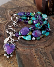 Schaef Designs Large Turquoise Disk & Sterling Silver Southwestern Necklace | New Mexico