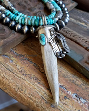 Schaef Designs Deer Antler Apache Blue Turquoise & Sterling Silver Feather Pendant | Arizona