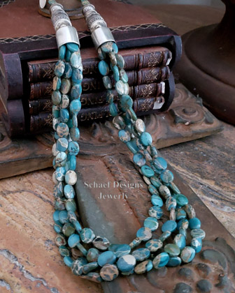 Schaef Designs Aqua Terra & sterling silver Southwestern basics Multi Strand Necklace Set | Arizona