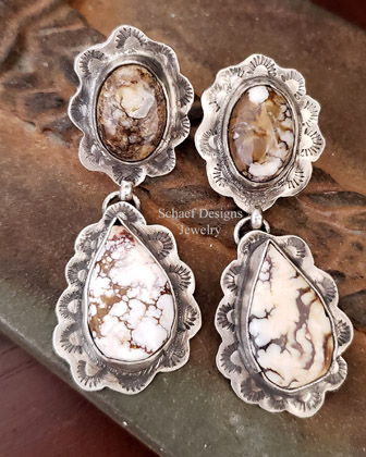Schaef Designs Arizona Wildhorse & Stamped Sterling Silver Post Earrings | Arizona