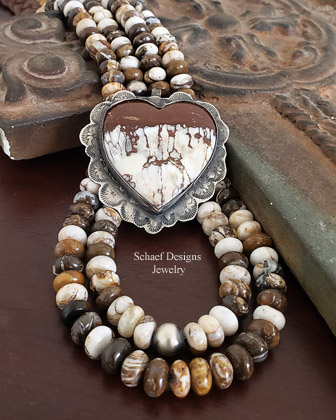 Schaef Designs AZ Wildhorse & Sterling Silver Heart Pendant | Arizona 