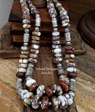 Schaef Designs Arizona Wildhorse Magnesite & Sterling Silver Tube Bead Necklace Set | Arizona