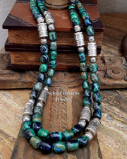 Schaef Designs Azurite Malachite & Sterling Silver Southwestern Basics Tube Bead Necklaces | Arizona