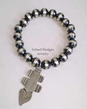 Schaef Designs Sterling Silver Stamped Bench Bead Vince Platero Charm Bracelet | New Mexico