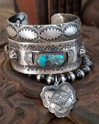  Schaef Designs Bisbee Turquoise & Sterling Silver Southwestern Stacking Unisex Cuff Bracelet | Arizona 