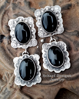 Schaef Designs Black Onyx & Sterling silver post Earrings | New Mexico 