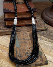 Schaef Designs LONG 5 Strand Black Onyx & Sterling Silver Southwestern Basics Necklace | Arizona