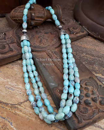  Schaef Designs Blue dragonskin agate & sterling silver 5 strand necklace | Arizona 
