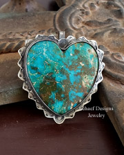  Schaef Designs Royston Turquoise Jasper & Sterling Silver Southwestern Square Cross Pendant | Arizona