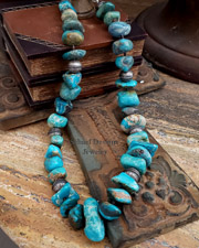 Schaef Designs Large Blue Green Kingman Turquoise Nugget & Sterling Silver Necklace | Arizona