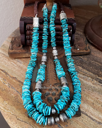 Schaef Designs Southwestern Blue turquoise & braided deerskin necklace | Arizona