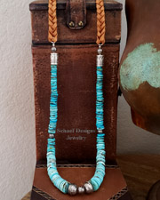 Schaef Designs Blue Turqouise Deerskin & Sterling Silver Tassel Necklace Set | Arizona