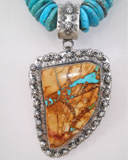 Schaef Designs LARGE Boulder Ribbon Turquoise & Sterling Silver Pendant | New Mexico