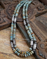  Schaef Designs Brazilian Turquoise & Sterling Silver Tube Bead Southwestern Necklace Set | Arizona