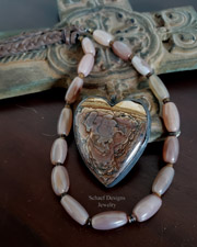 Schaef Designs Briggs Jasper Heart Black Silver Braid Necklace Collection | New Mexico