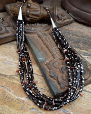Schaef Designs Multi Strand Brown Mother of Pearl Heishi Necklace | Arizona
