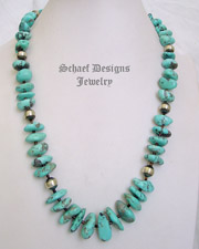 Schaef Designs Light Blue Campitos Turquoise Nuggets & Sterling Silver Necklace | New Mexico