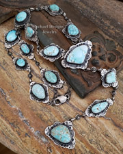 Schaef Designs Carico Lake Turquoise & Sterling Silver Long Rosary Style Necklace | Arizona 