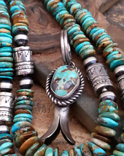 Schaef Designs Carico Lake Turquoise & Sterling Silver Squash Blossom Pendant | New Mexico