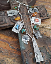 Schaef Designs Dog Tag Cross & Turquoise Nugget Charm Necklace | Arizona 