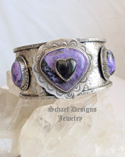 Schaef Designs Charorite Black Onyx & Sterling Silver Cuff Bracelet | New Mexico