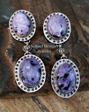  Schaef Designs Charorite & Sterling Silver Dangle POST Earrings| New Mexico