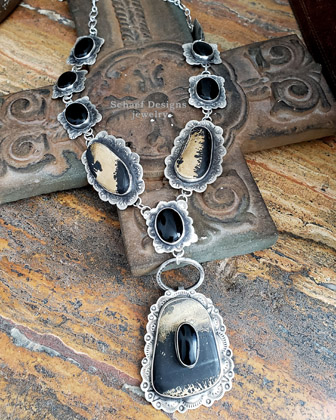 Schaef Designs Cheetah Jasper & Black Onyx Station Necklace | New Mexico 