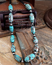 Schaef Designs Square Turquoise Concho Stacked Southwestern Pendant | Arizona