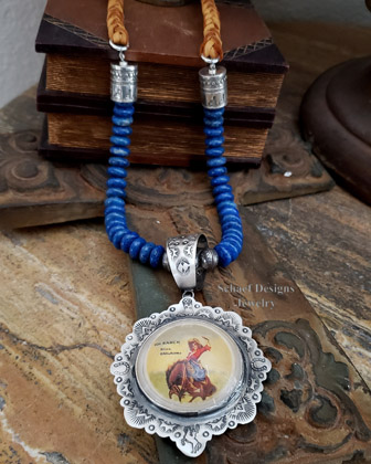 Schaef Designs Denim Lapis Braided Deerskin & Sterling Silver Southwestern Necklace | Arizona  