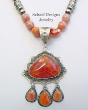 Schaef Designs Crabfire Agate & Sterling Silver Southwestern Pendant | New Mexico