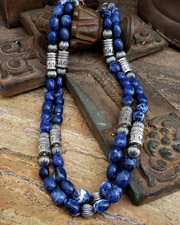  Schaef Designs Dark Blue Sodalite & Sterling Silver Tube Bead Necklace Set | Arizona