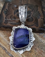 Schaef Designs Deep Purple Tiffany Stone & Stamped Sterling Silver Pendant | Arizona 