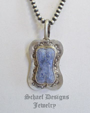  Schaef Designs Dumortierite Denim & Sterling Silver Dog Bone Pendant | New Mexico 