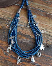Schaef Designs Denim Lapis & Sterling Silver Multi Strand Charm Necklace | Arizona 