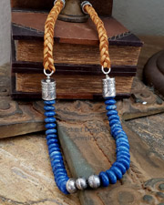 Schaef Designs Southwestern Cowgirl Denim Lapis & Deerskin Necklace | Arizona