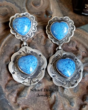 Schaef Designs denim lapis & sterling silver heart POST Earrings | New Mexico