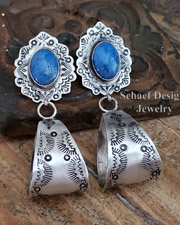 Schaef Designs Southwestern Denim Lapis & Sterling Silver Hoop Post Earrings | Arizona