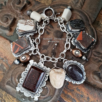 Schaef Designs Pottery Shard Dino Bone Antler Charm Bracelet | Arizona 