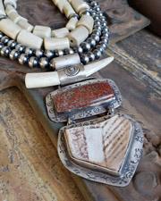  Schaef Designs Dinosaur Bone Pottery Shard Antler & Sterling Silver Pendant| New Mexico