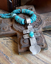 Schaef Designs Chinese Writing Stone & Stamped Sterling Silver Southwestern Pendant | Arizona